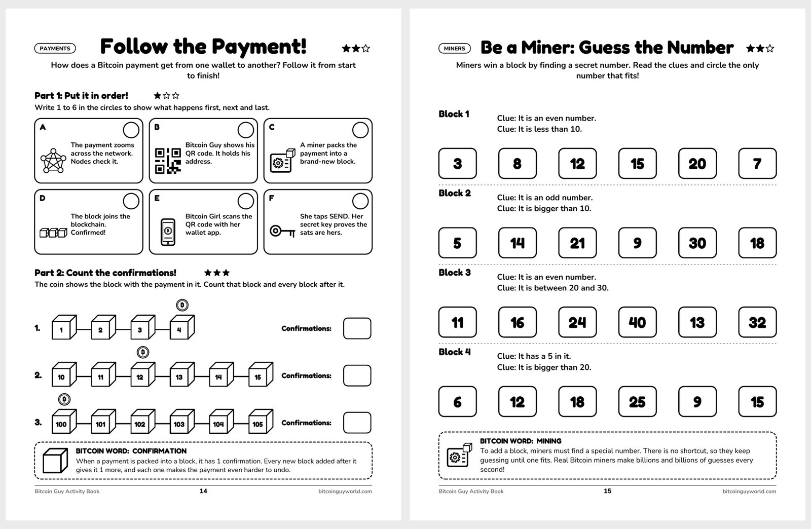 Sample spread: Follow the Payment! and Be a Miner: Guess the Number