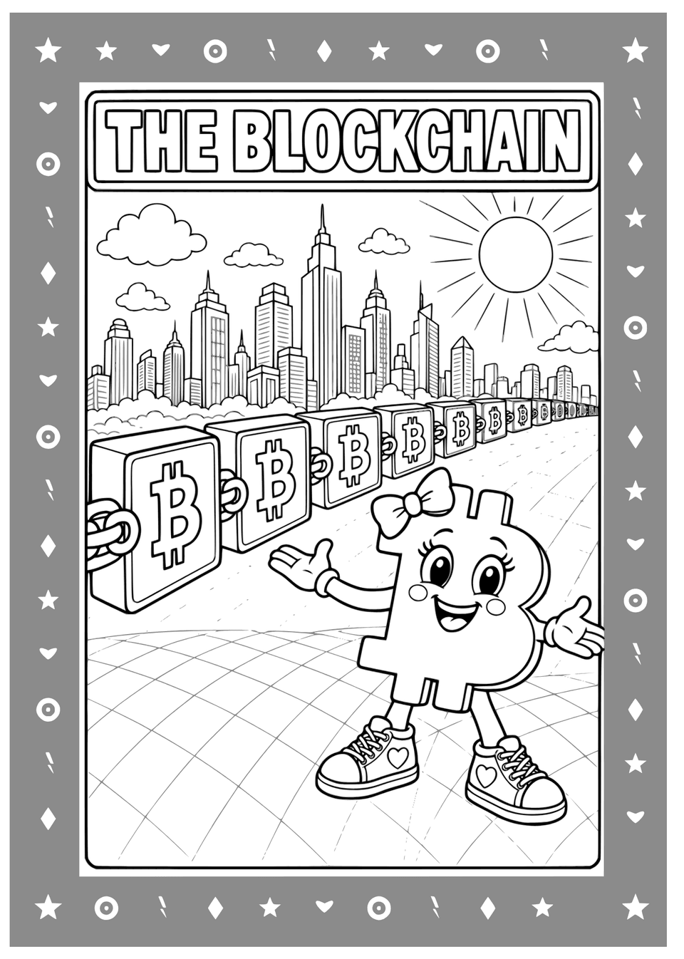 Bitcoin Girl The Blockchain sample colouring page