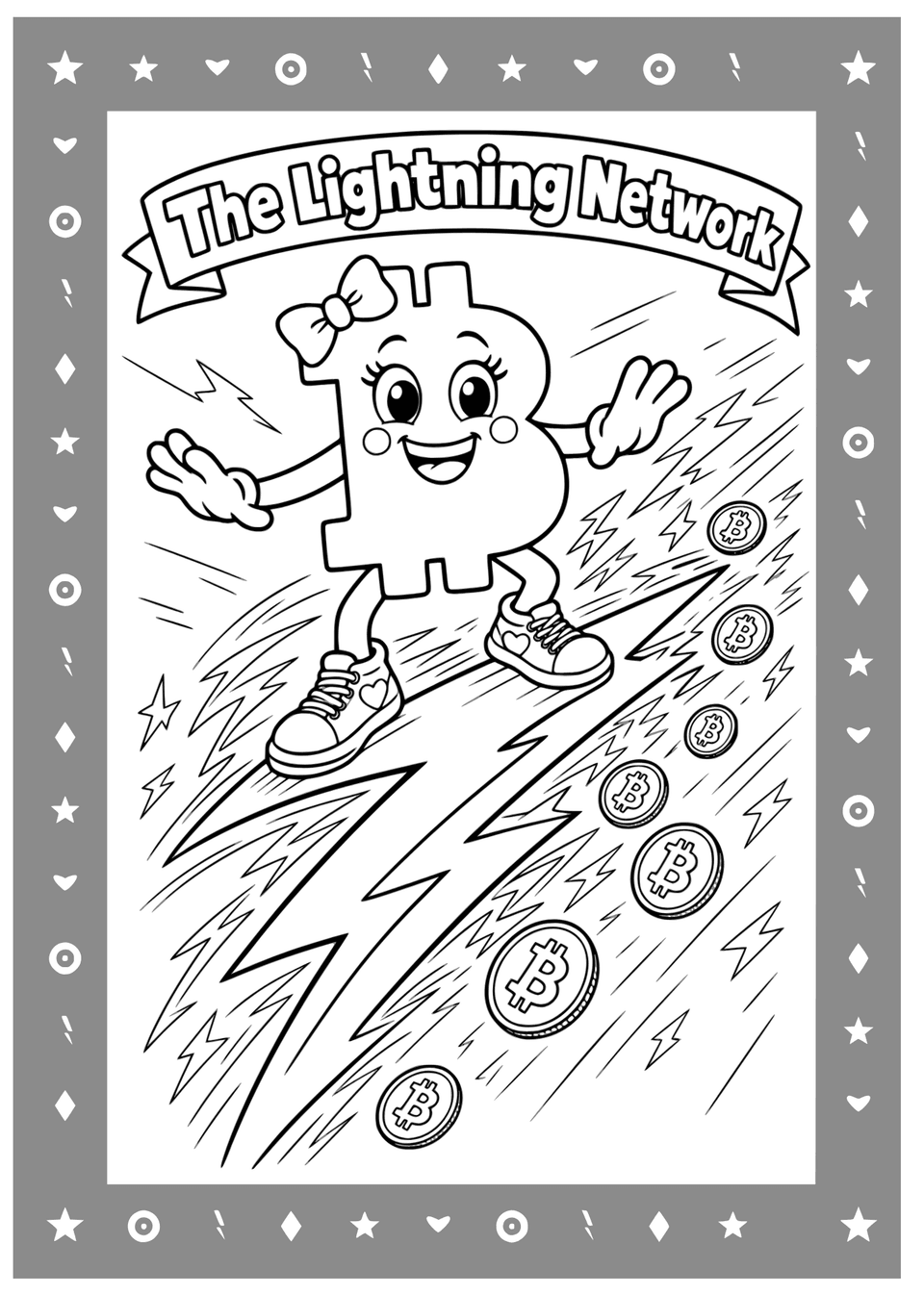 Bitcoin Girl The Lightning Network sample colouring page