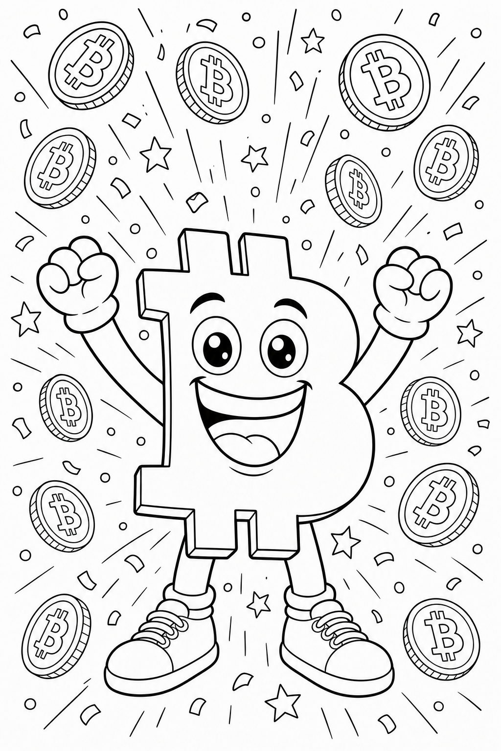 Bitcoin Guy victory celebration - sample colouring page